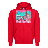 Red pink christmas coffee Zipper Hoodie - Jasminsmagicworld