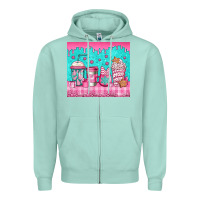 Seafoam pink christmas coffee Zipper Hoodie - Jasminsmagicworld