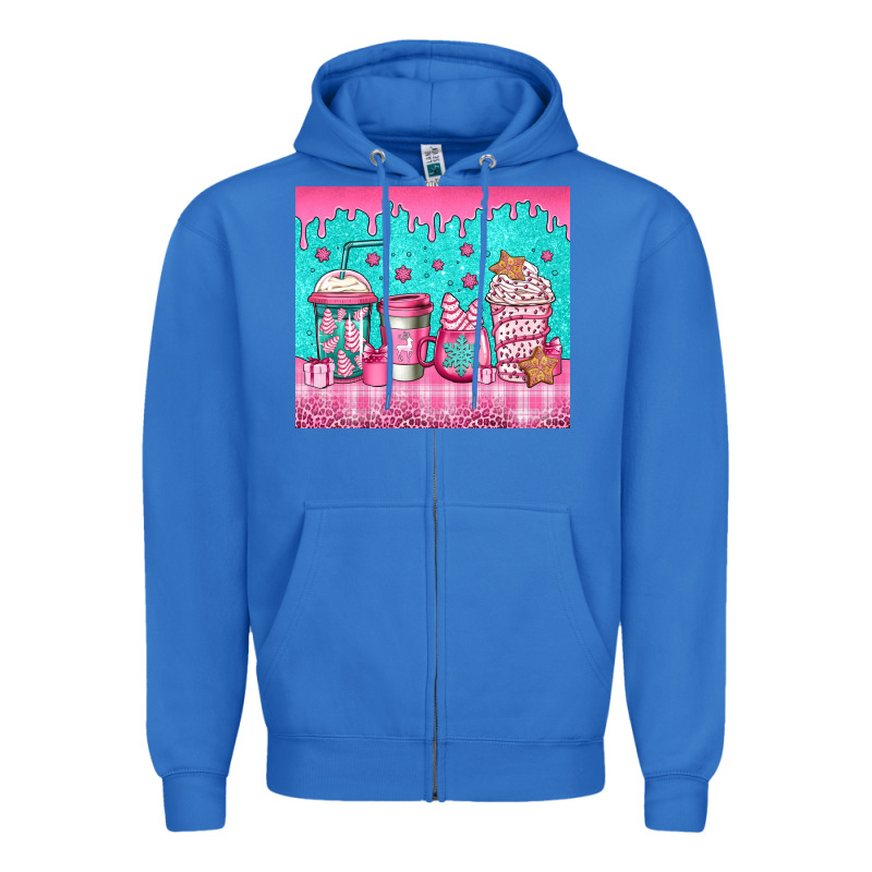 Pink Christmas Coffee Zipper Hoodie by Jasminsmagicworld | Teevron