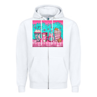 White pink christmas coffee Zipper Hoodie - Jasminsmagicworld