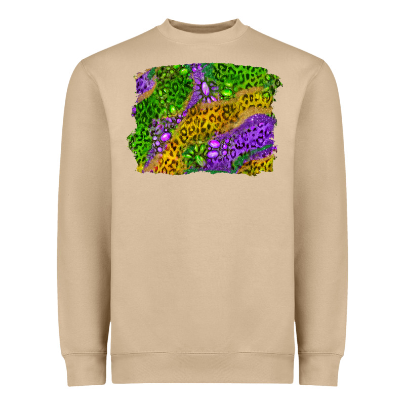 Mardi Gras Leopard Gemstone Background Heavyweight Sweatshirt by RanaPortraitStore | Teevron