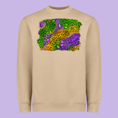 Mardi Gras Leopard Gemstone Background Heavyweight Sweatshirt Designed By Ranaportraitstore