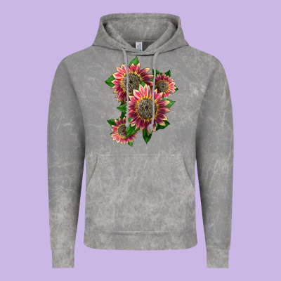 4 Crimson Blaze Sunflower Vintage Hoodie Designed By Lillyallendesigns