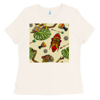 Bone african woman and mask seamless pattern Ladies Tee - BundleAndBundleShop