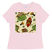 Bubblegum Pink african woman and mask seamless pattern Ladies Tee - BundleAndBundleShop