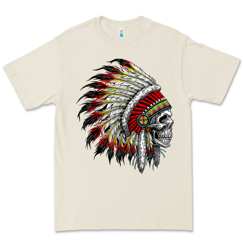 Native American Indian Chief Skull Motorcycle Headdress  T Shirt Premium Tee by linhVisuals | Teevron