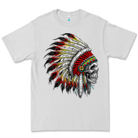 Dove Grey native american indian chief skull motorcycle headdress  t shirt Premium Tee - linhVisuals