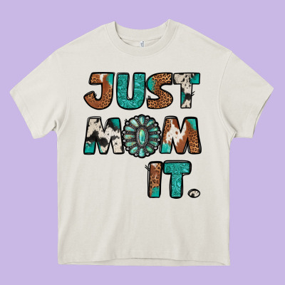 Just Mom It Cowhide Turquoise Heavy Core Tee Designed By Jasminsmagicworld