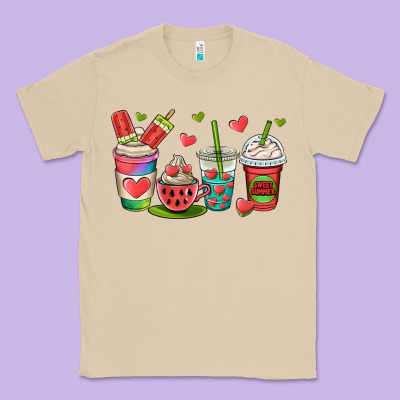 Watermelon Summer Coffee Cups Classic Tee Designed By Oliviacreatesart