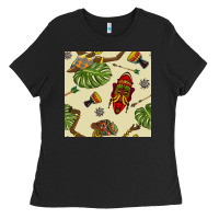 Black african woman and mask seamless pattern Ladies Tee - BundleAndBundleShop