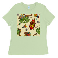 Matcha african woman and mask seamless pattern Ladies Tee - BundleAndBundleShop