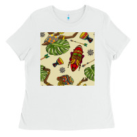 White african woman and mask seamless pattern Ladies Tee - BundleAndBundleShop