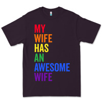 Plum my wife has an awesome wife funny lesbian wedding gift t shirt Premium Tee - linhVisuals