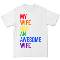 White my wife has an awesome wife funny lesbian wedding gift t shirt Premium Tee - linhVisuals