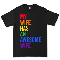 Black my wife has an awesome wife funny lesbian wedding gift t shirt Premium Tee - linhVisuals