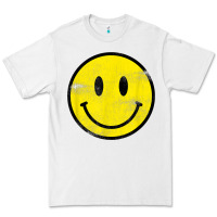 White vintage retro happy smiley face 80's 90's aesthetic t shirt Premium Tee - linhVisuals