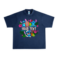 Navy Your Text Stich Urban Heavy Tee - CowhideDigitalArt