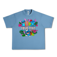 Pebble Blue Your Text Stich Urban Heavy Tee - CowhideDigitalArt