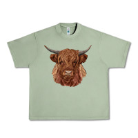 Oil Green highland cow Urban Heavy Tee - RanaPortraitStore