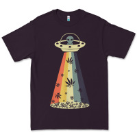 Plum vintage alien weed pot leaf ufo abduction marijuana cannabis t shirt Premium Tee - linhVisuals