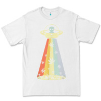 White vintage alien weed pot leaf ufo abduction marijuana cannabis t shirt Premium Tee - linhVisuals