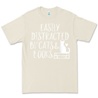 Bone easily distracted by cats and books   cute book lover t shirt Premium Tee - linhVisuals