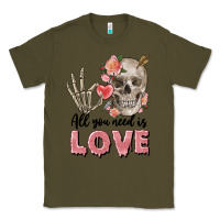 Army Green Skull all you need is love Classic Tee - FaDigitalArtStudio