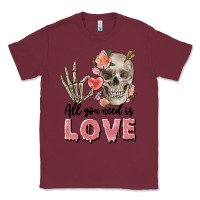 Burgundy Skull all you need is love Classic Tee - FaDigitalArtStudio