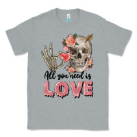 Heather Grey Skull all you need is love Classic Tee - FaDigitalArtStudio