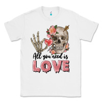 White Skull all you need is love Classic Tee - FaDigitalArtStudio