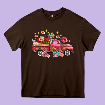 Western Valentines Day Truck Photography Love Side Heavy Core Tee Designed By Fadigitalartstudio