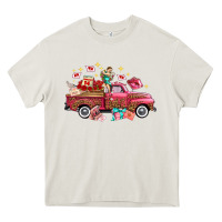 Cream Western Valentines Day Truck Photography Love Side Heavy Core Tee - FaDigitalArtStudio