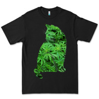 Black funny cannabis & cat lover marijuana weed smoker art t shirt Premium Tee - linhVisuals
