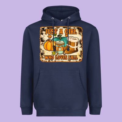 Just A Girl Who Loves Fall Cowhide Background Heavyweight Hoodie Designed By Jasminsmagicworld