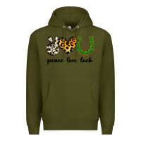Army Green Peace Love Luck Premium Hoodie - Jasminsmagicworld