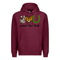 Burgundy Peace Love Luck Premium Hoodie - Jasminsmagicworld