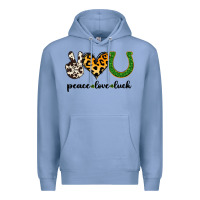 Colony Blue Peace Love Luck Premium Hoodie - Jasminsmagicworld