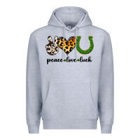 Heather Grey Peace Love Luck Premium Hoodie - Jasminsmagicworld
