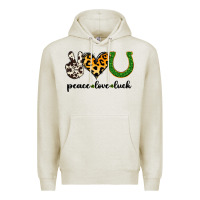 Oatmeal Heather Peace Love Luck Premium Hoodie - Jasminsmagicworld