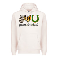 Pale Pink Peace Love Luck Premium Hoodie - Jasminsmagicworld