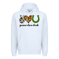 White Peace Love Luck Premium Hoodie - Jasminsmagicworld