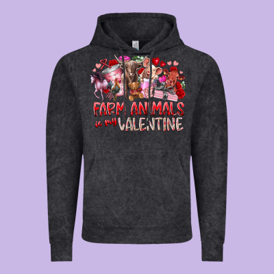 Farm Animals Is My Valentine Vintage Hoodie Designed By Racoondesign