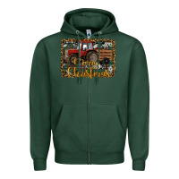 Sports Green Merry Christmas Farm Tractor Zipper Hoodie - RanaPortraitStore
