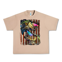American Flag With Bass Fish Urban Heavy Tee | Teevron