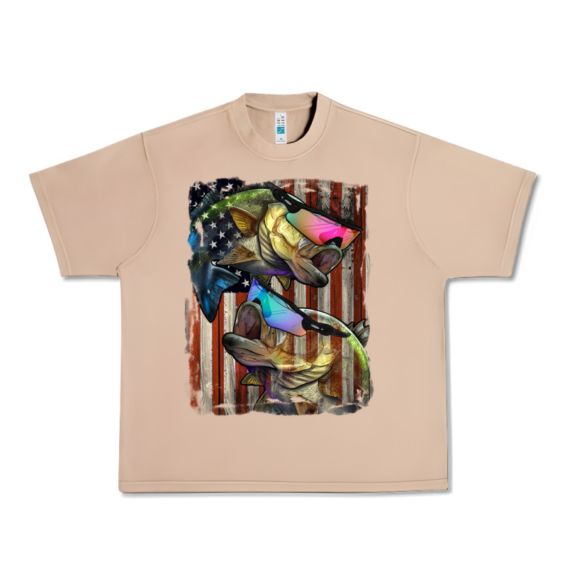 American Flag With Bass Fish Urban Heavy Tee by LillyAllenDesigns | Teevron