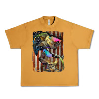 Peanut Butter American Flag With Bass Fish Urban Heavy Tee - LillyAllenDesigns
