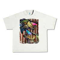 Pistachio American Flag With Bass Fish Urban Heavy Tee - LillyAllenDesigns