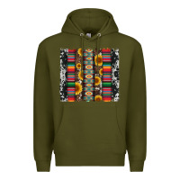 Army Green cowhıde aztec serape wıth leopard and sunflowers brushstroke Premium Hoodie - Artiststas