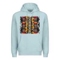 Blue Mist cowhıde aztec serape wıth leopard and sunflowers brushstroke Premium Hoodie - Artiststas