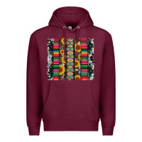 Burgundy cowhıde aztec serape wıth leopard and sunflowers brushstroke Premium Hoodie - Artiststas